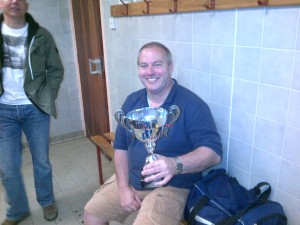 A moment of reflection on a job well done for manager Chris Davis 